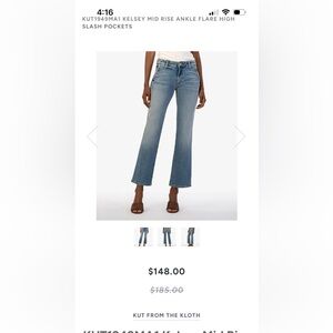 Kut from the Kloth Kelsey Mid Ride Ankle Flare Light Blue Wide Leg Jeans